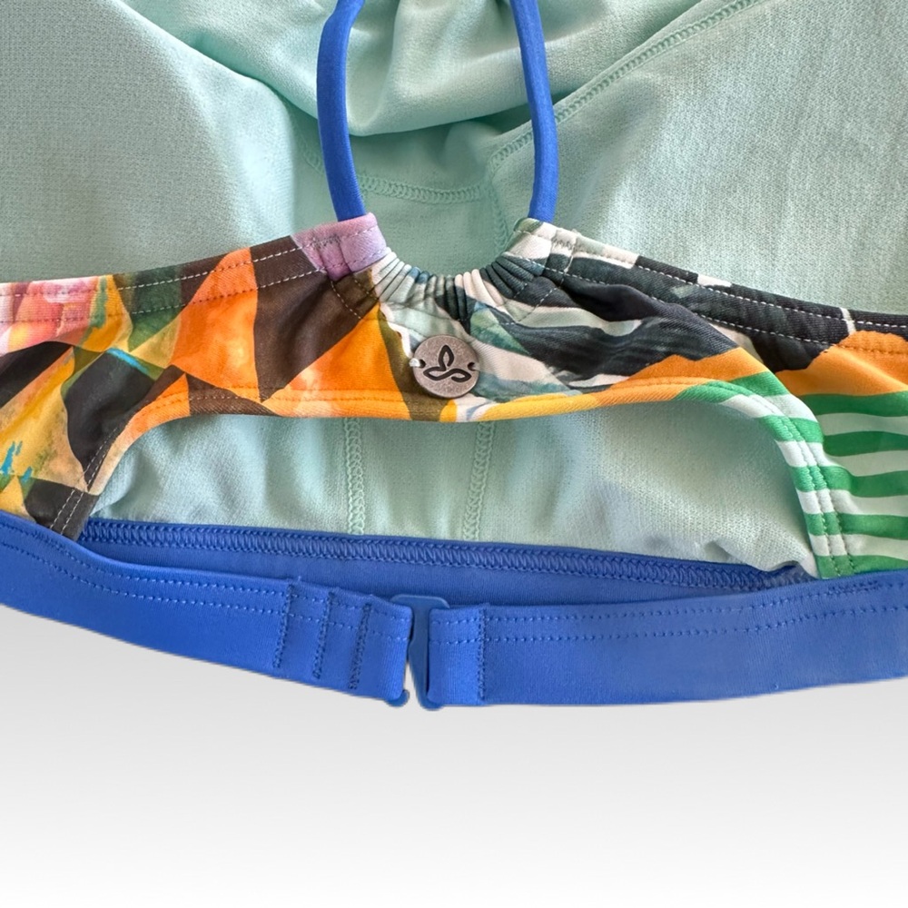 Prana Brina High Neck Bikini Top L Bluegrass | Halter Swimsuit Athletic - Picture 5 of 7